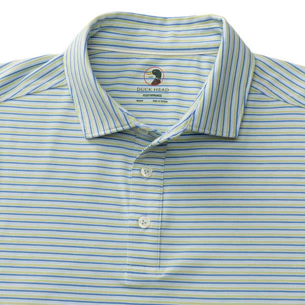 Wharf Stripe Summerford Performance Jersey Polo - Pear Green