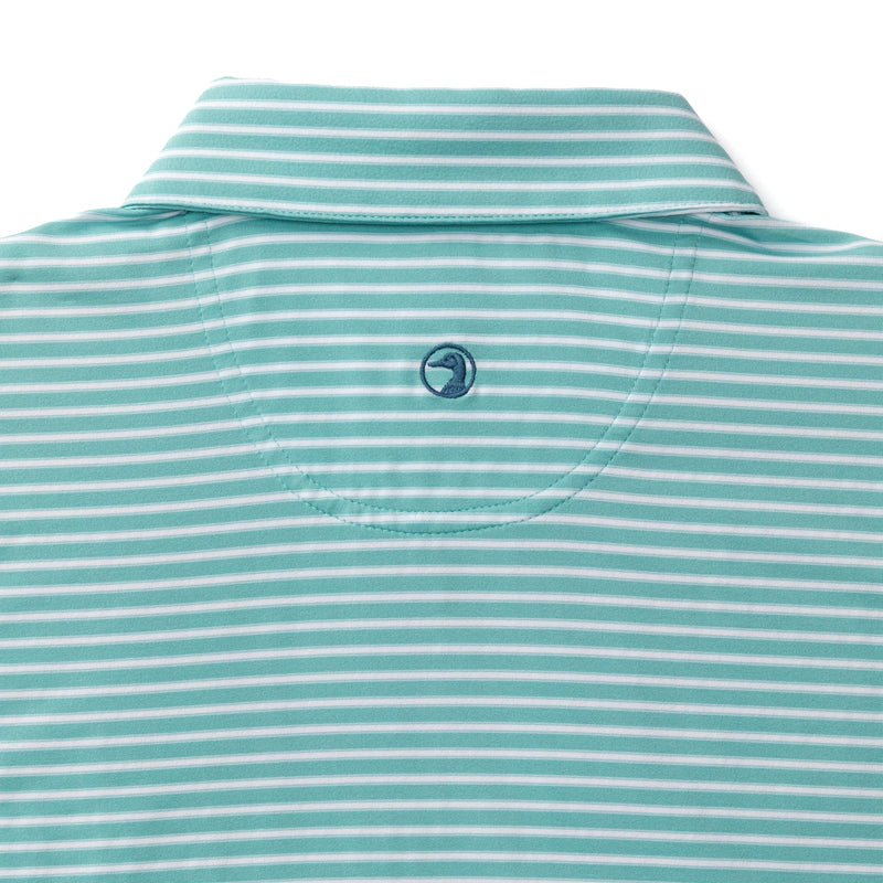 Davis Stripe Long Drive Performance Polo - Marine Blue