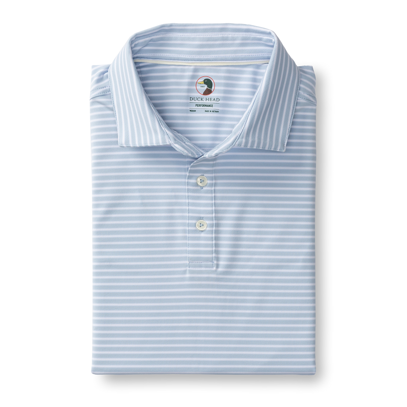 Davis Stripe Long Drive Performance Polo - Light Blue