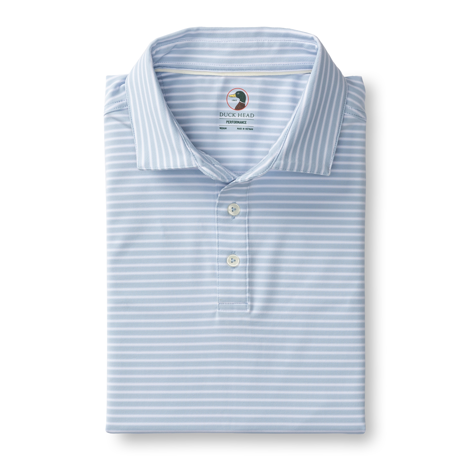 Davis Stripe Long Drive Performance Polo - Light Blue