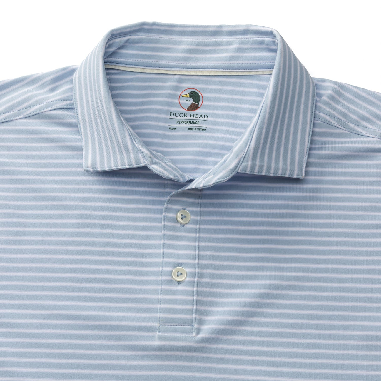 Davis Stripe Long Drive Performance Polo - Light Blue