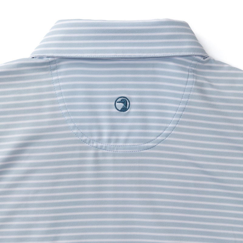 Davis Stripe Long Drive Performance Polo - Light Blue