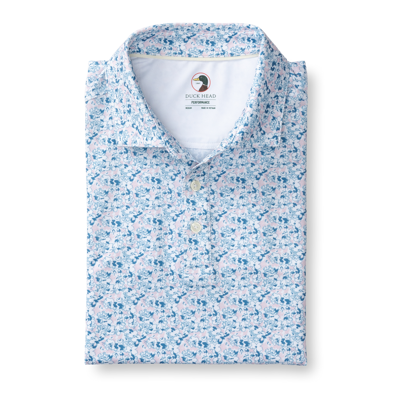 Canopy Floral Print Long Drive Performance Polo - Pastel Pink