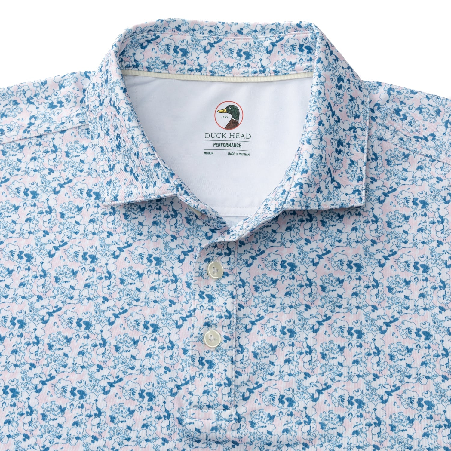 Canopy Floral Print Long Drive Performance Polo - Pastel Pink