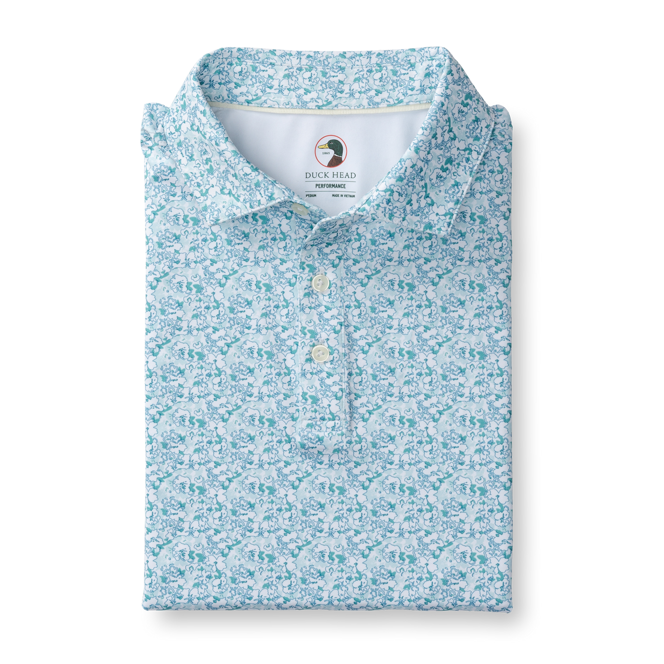 Canopy Floral Print Long Drive Performance Polo - Pastel Blue