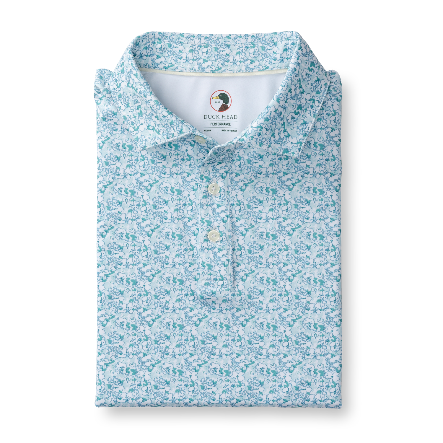 Canopy Floral Print Long Drive Performance Polo - Pastel Blue