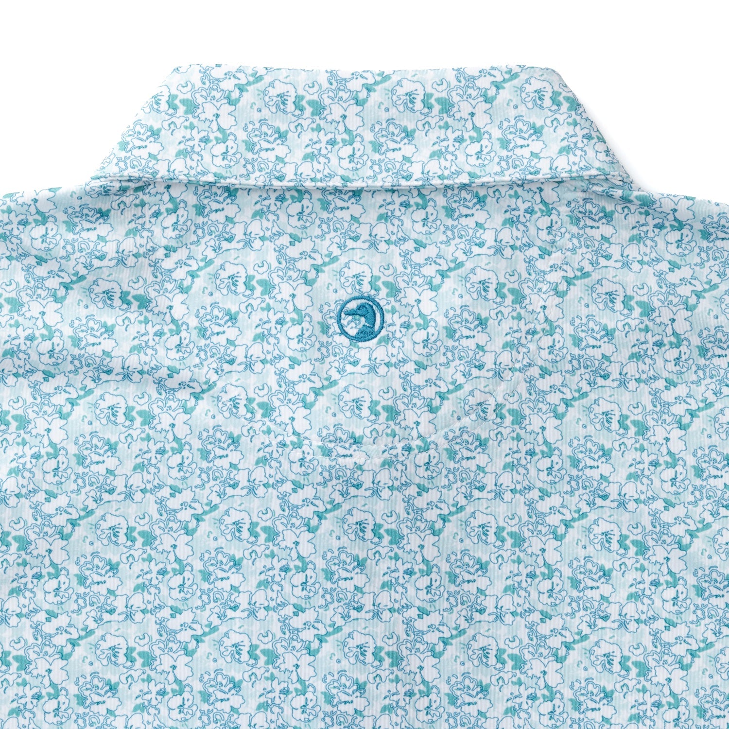 Canopy Floral Print Long Drive Performance Polo - Pastel Blue