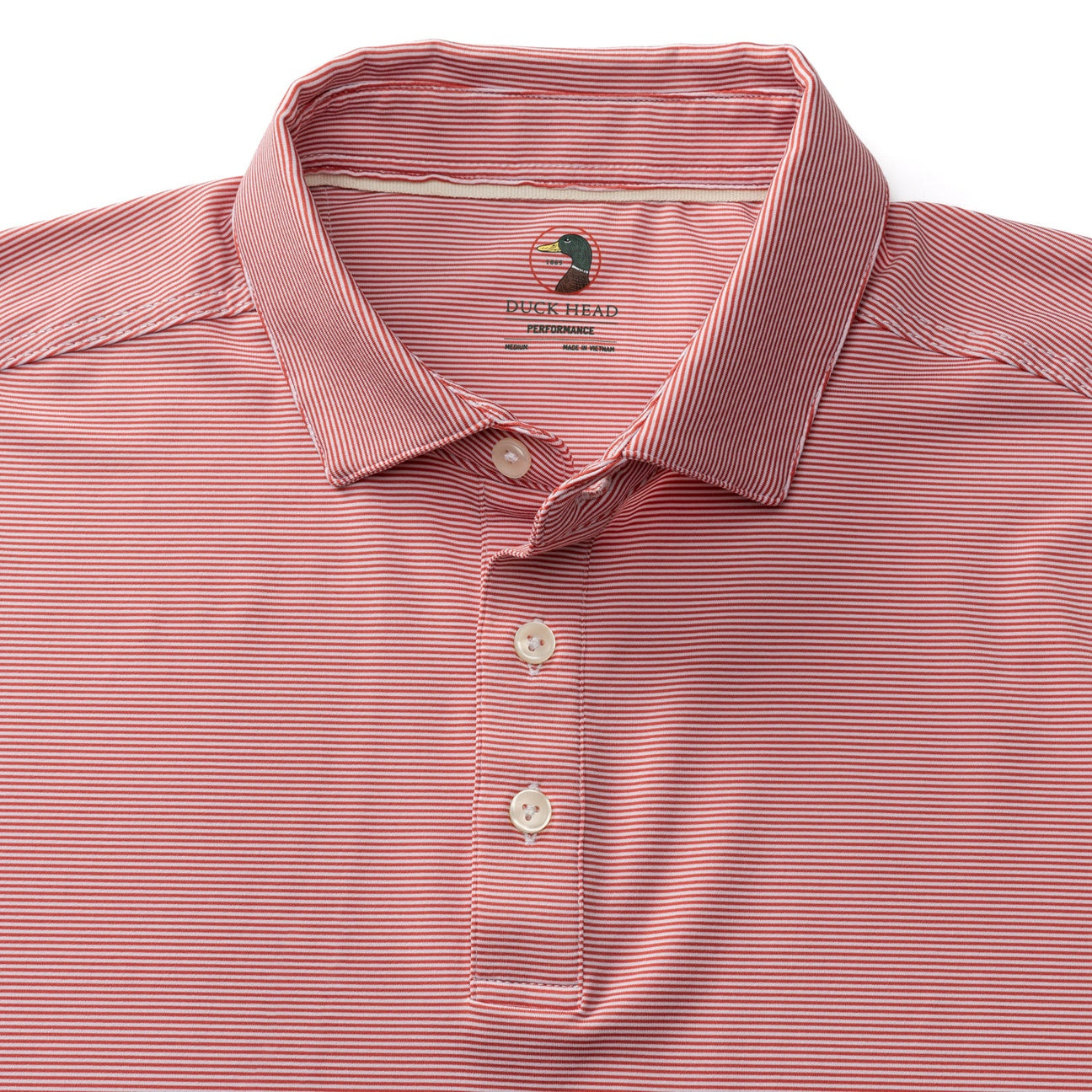 Blane Stripe Long Drive Performance Polo - Sunwashed Red