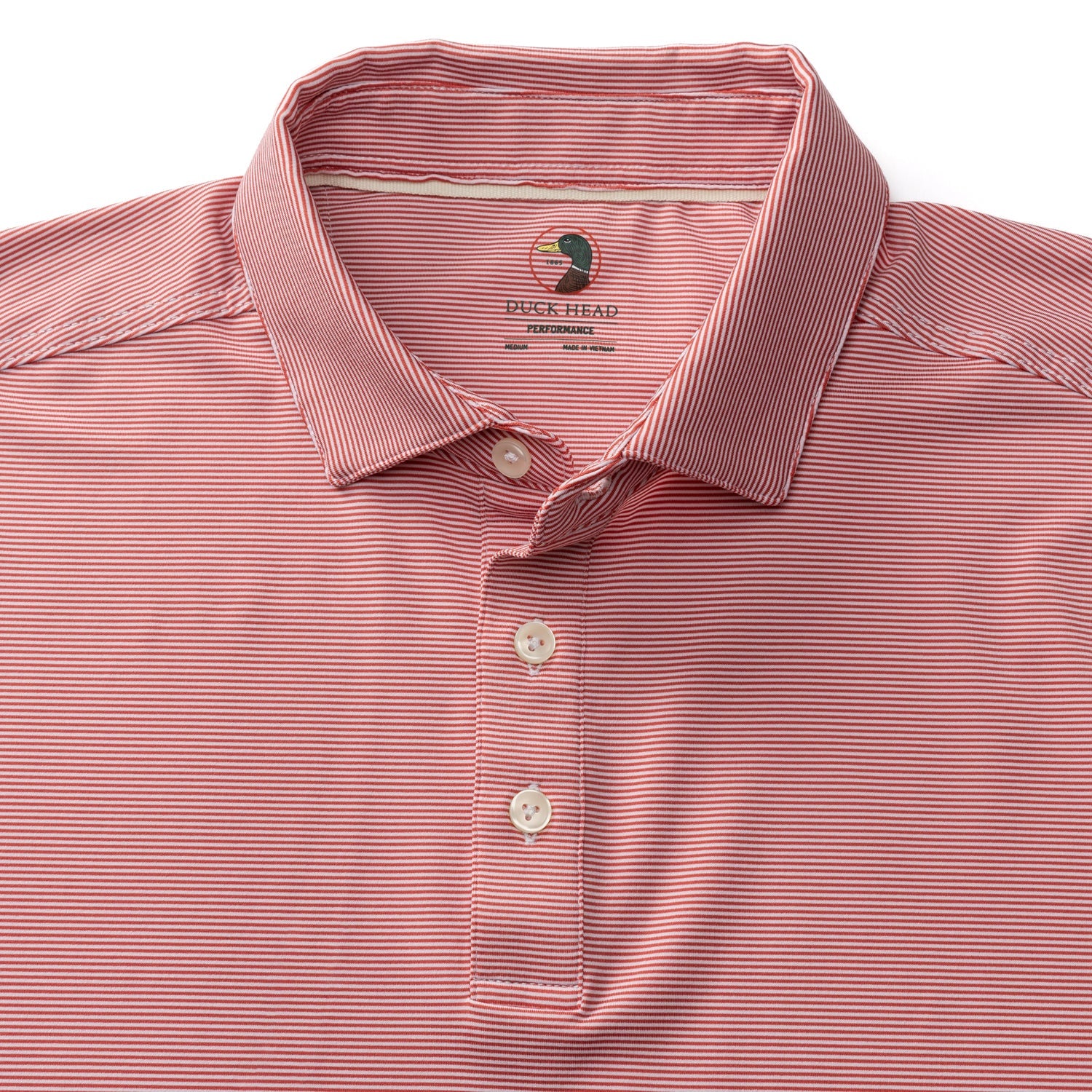 Blane Stripe Long Drive Performance Polo - Sunwashed Red