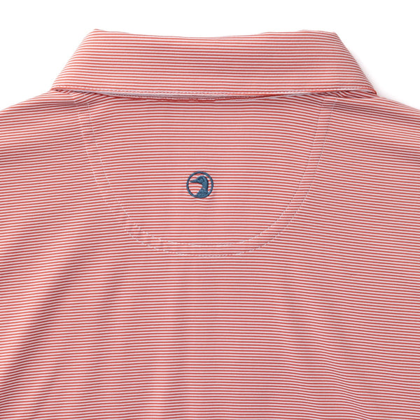 Blane Stripe Long Drive Performance Polo - Sunwashed Red