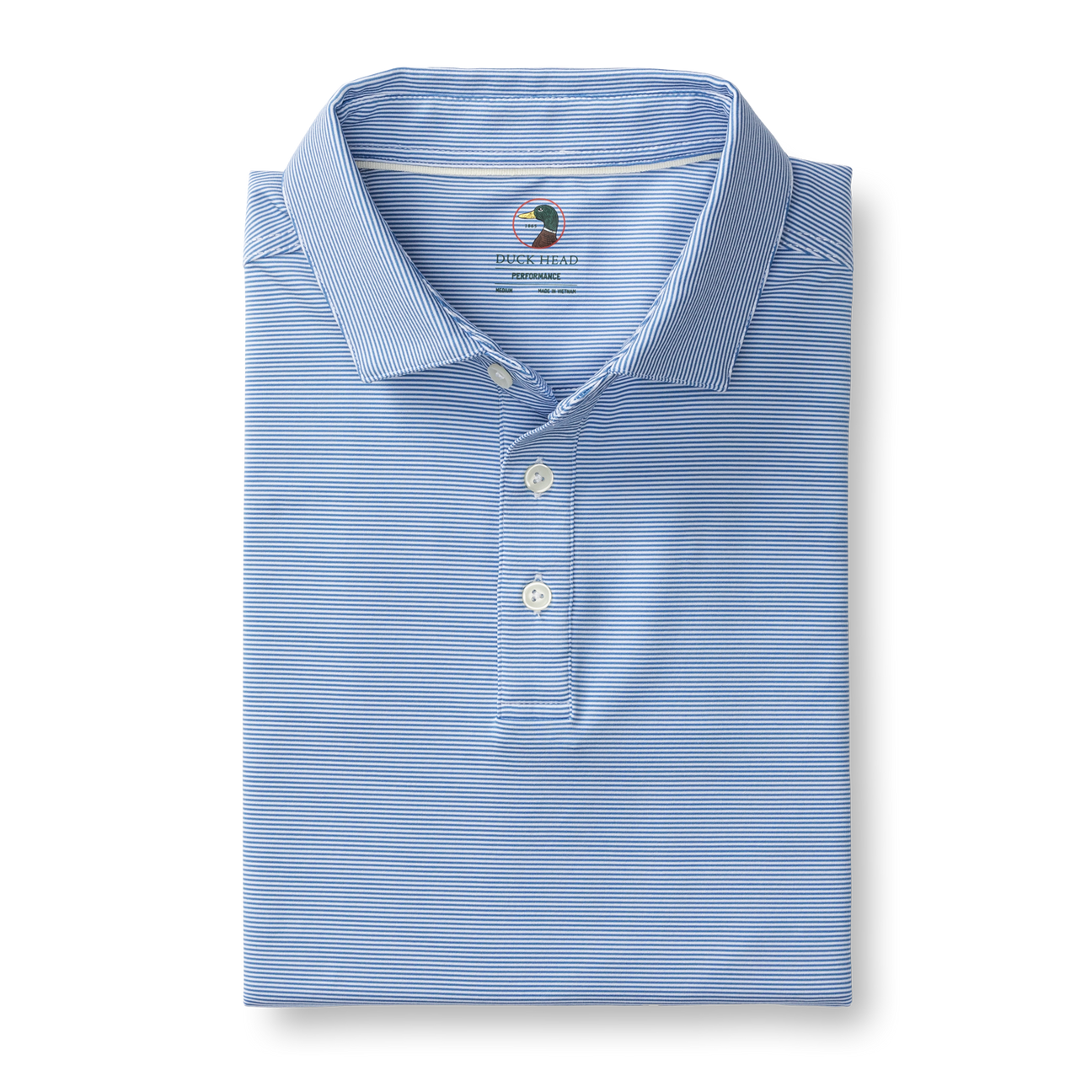 Blane Stripe Long Drive Performance Polo - Lake Blue