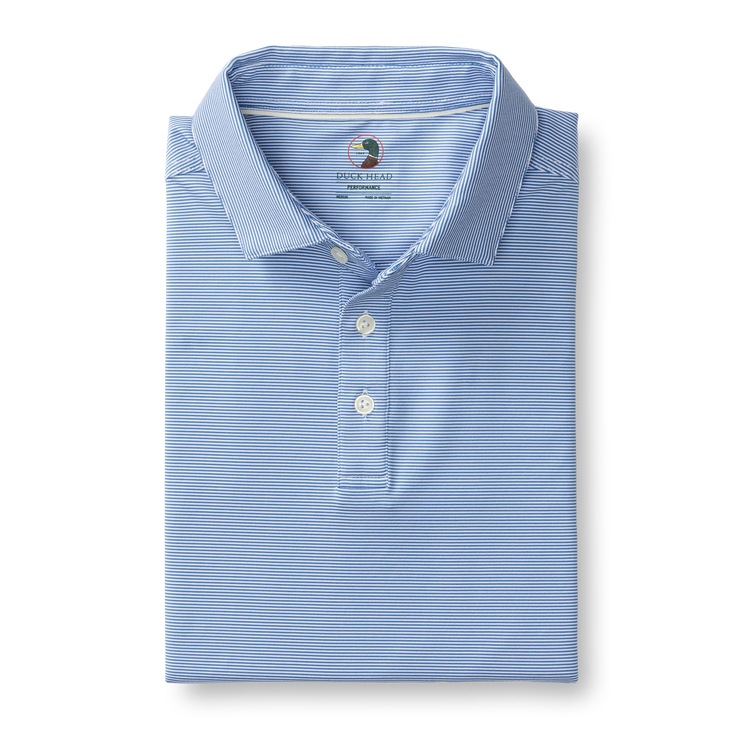Blane Stripe Long Drive Performance Polo - Lake Blue