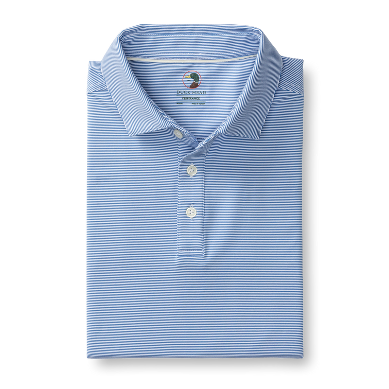 Blane Stripe Long Drive Performance Polo - Lake Blue