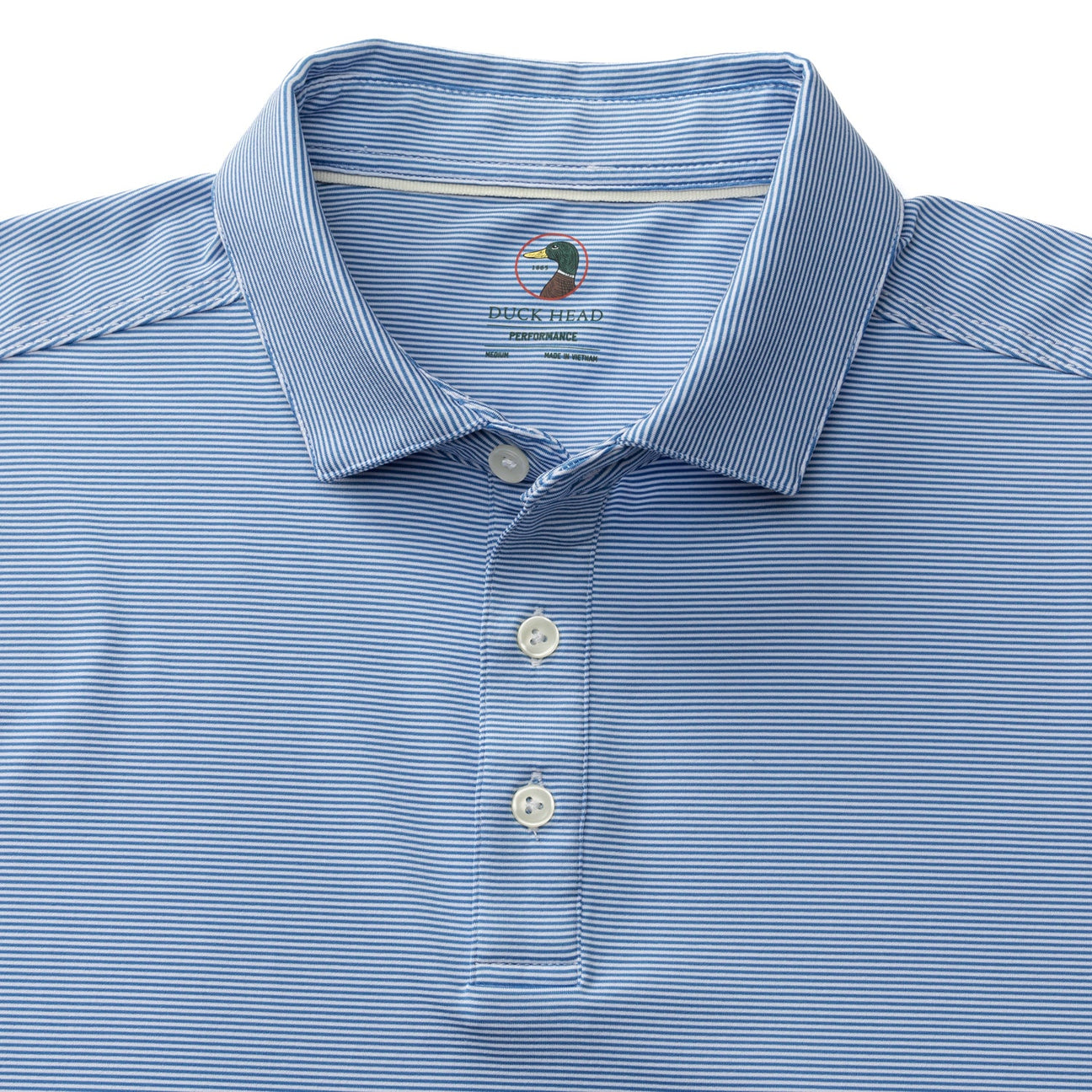 Blane Stripe Long Drive Performance Polo - Lake Blue