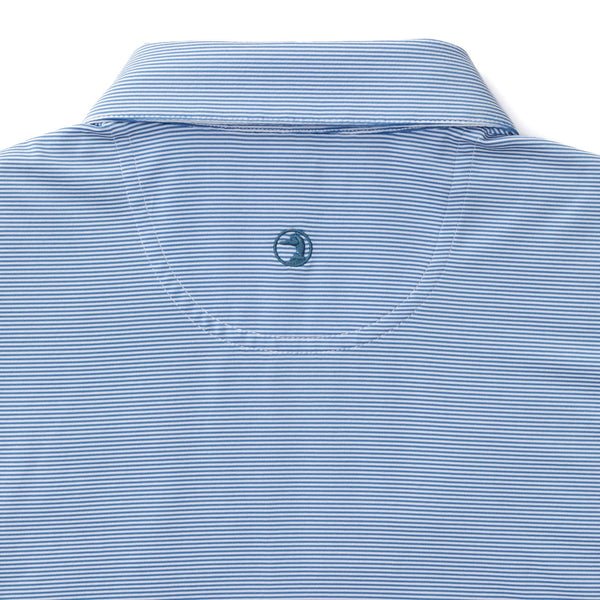 Blane Stripe Long Drive Performance Polo - Lake Blue