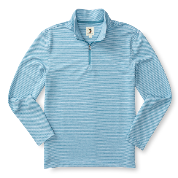 Wakeman Stripe Performance 1/4 Zip Pullover - Sail Blue Heather