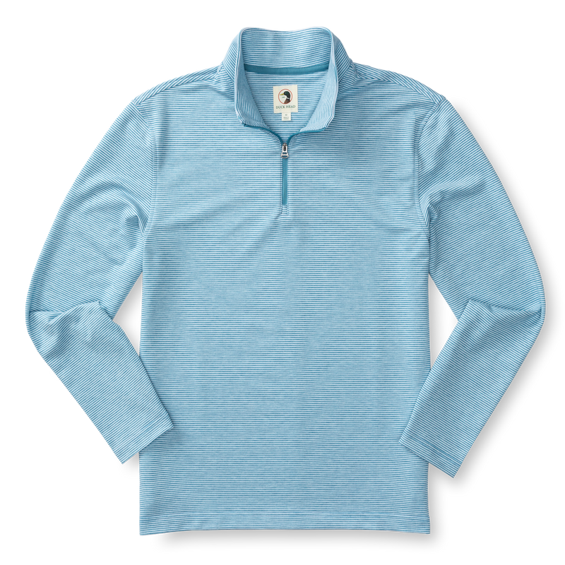 Wakeman Stripe Performance 1/4 Zip Pullover - Sail Blue Heather