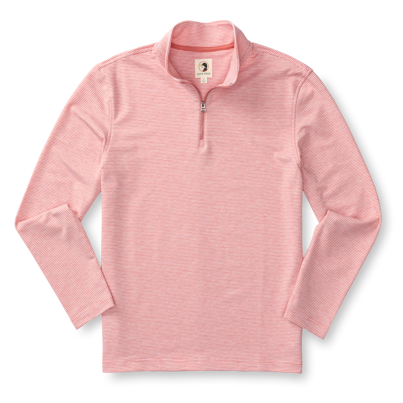 Wakeman Stripe Performance 1/4 Zip Pullover - Sunwashed Red Heather