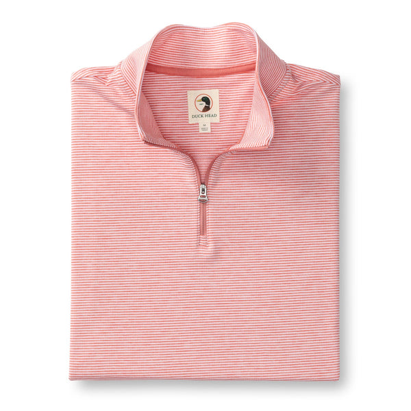 Wakeman Stripe Performance 1/4 Zip Pullover - Sunwashed Red Heather