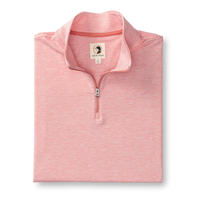 Wakeman Stripe Performance 1/4 Zip Pullover - Sunwashed Red Heather