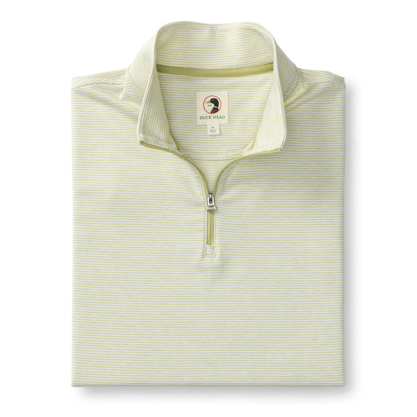 Wakeman Stripe Performance 1/4 Zip Pullover - Pear Green Heather