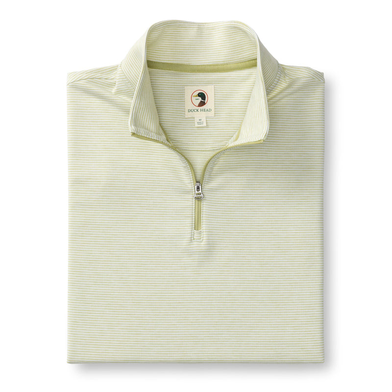Wakeman Stripe Performance 1/4 Zip Pullover - Pear Green Heather