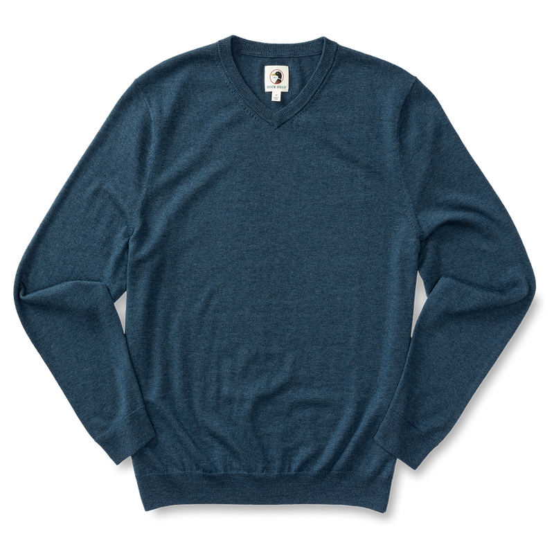 Buckley Merino V-Neck Sweater - Vintage Blue Heather
