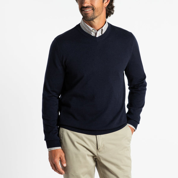 Buckley Merino V-Neck Sweater - Navy