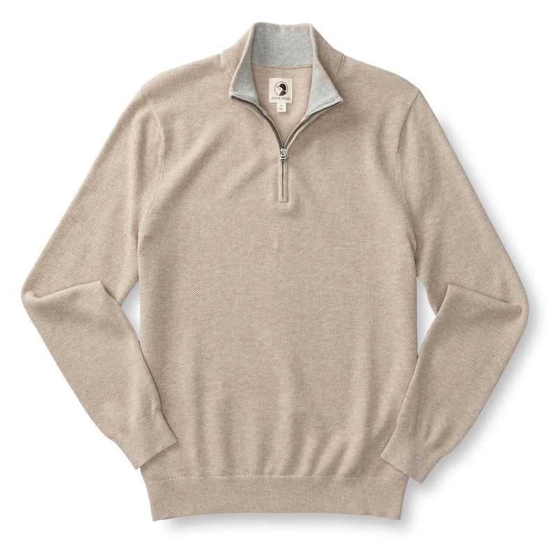 Colton Pique 1/4 Zip Sweater - Tan