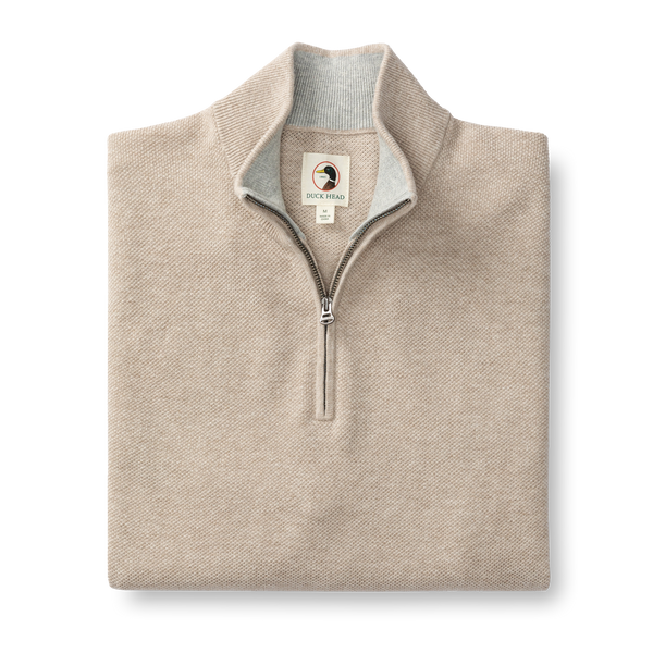 Colton Pique 1/4 Zip Sweater - Tan