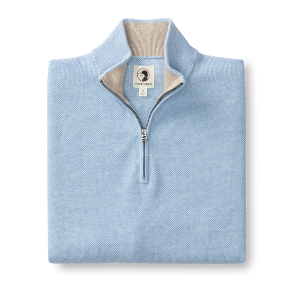 Colton Pique 1/4 Zip Sweater - Light Blue