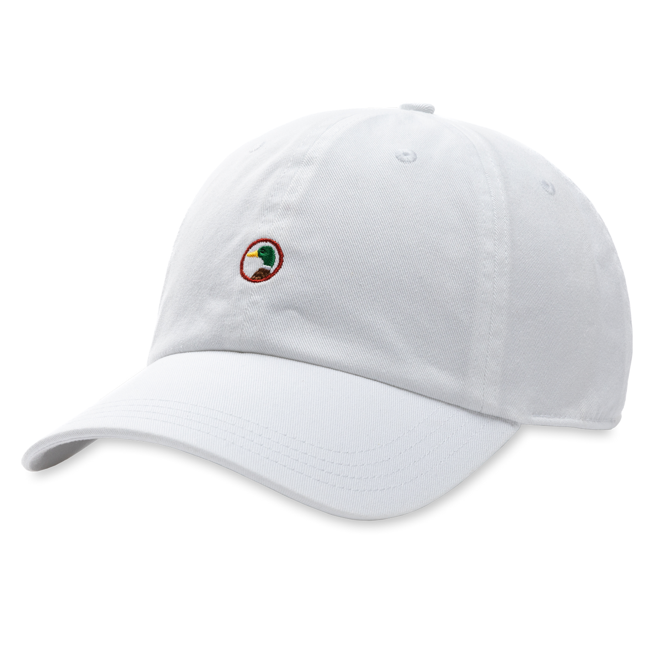 Embroidered Duck Twill Hat - White