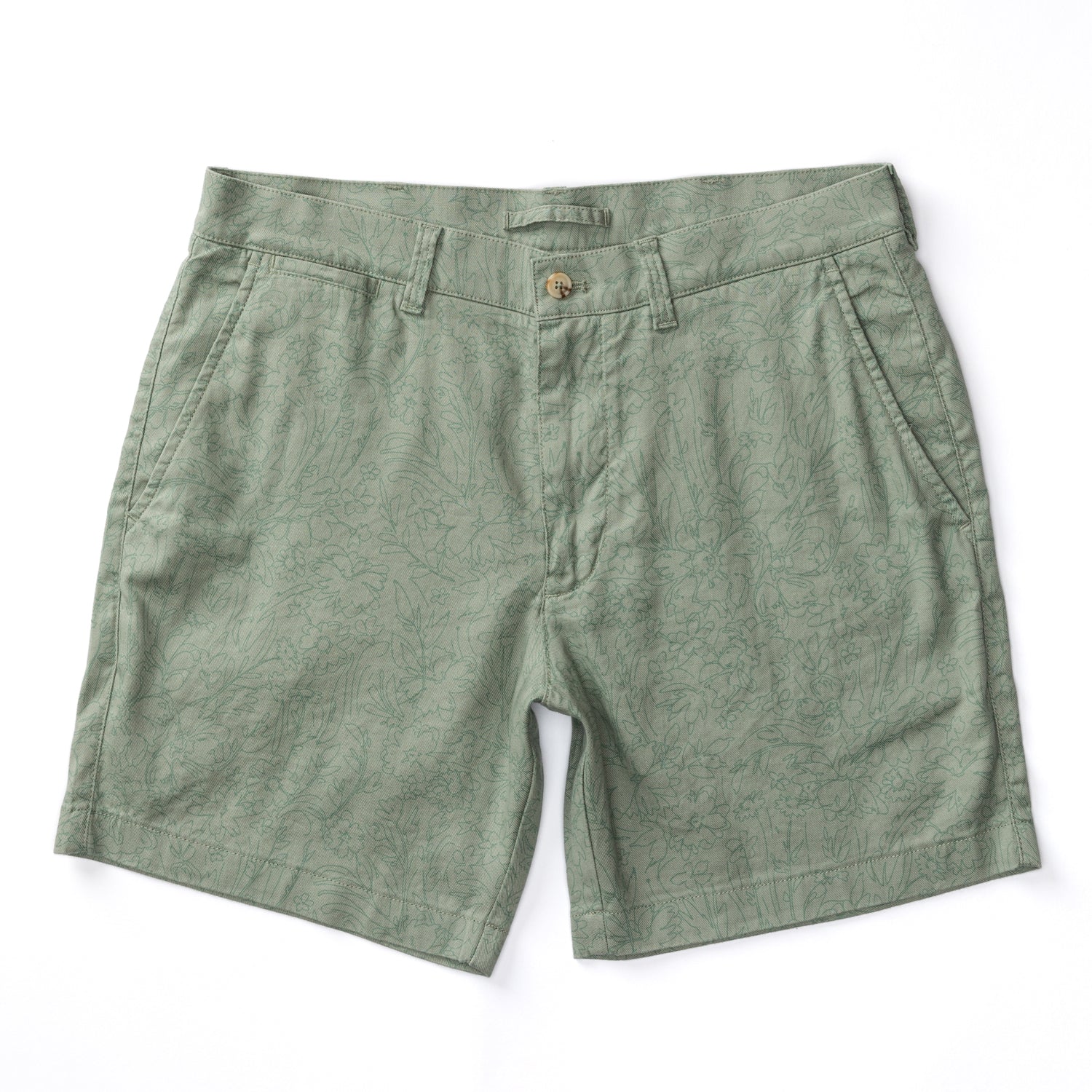 7" Linen Gold School Chino Short - Shadow Green