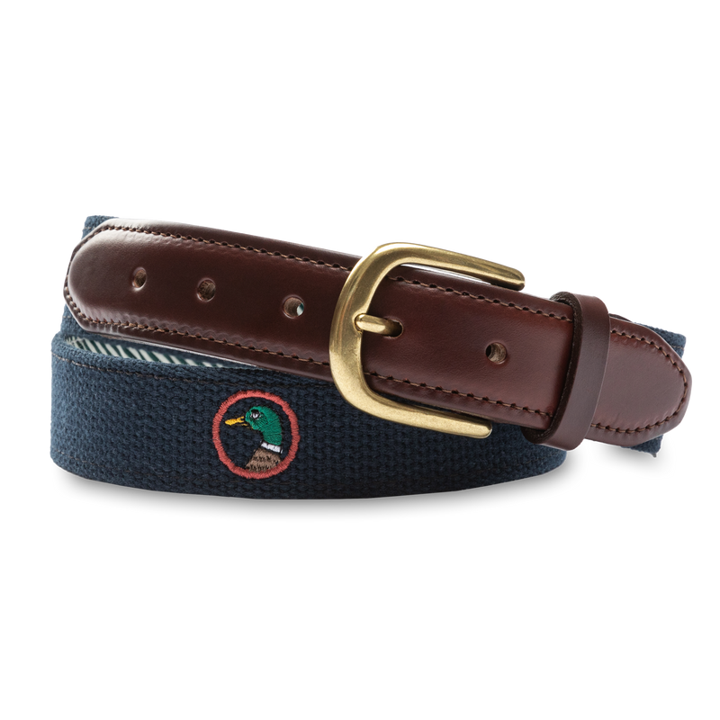 Embroidered Logo Web Belt - Navy