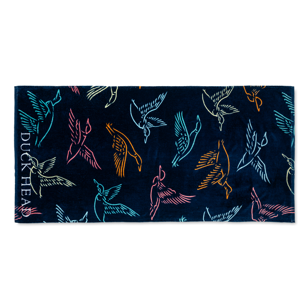 Flying Mallard Beach Towel - Dark Indigo