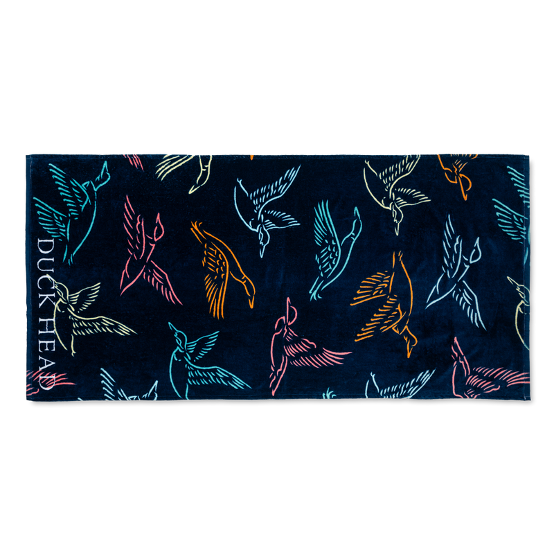 Flying Mallard Beach Towel - Dark Indigo