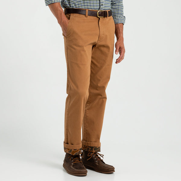 Classic Fit Brushed Back Gold School Chino - Dark Amber