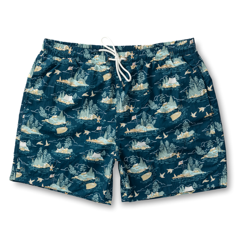 6" Print Sailport Swim Short - Dark Indigo